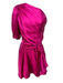 Amanda Uprichard Size S Fuchsia Pink Silk Satin Gathered Sash Belt Mini Dress Fuchsia Pink / S