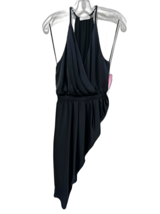 Ramy Brook Size XS Black Satin Surplice Racerback Midi Dress Black / XS