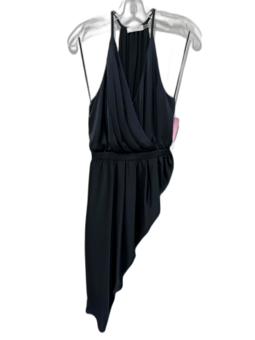 Ramy Brook Size XS Black Satin Surplice Racerback Midi Dress Black / XS