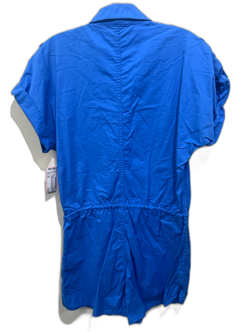 Pistola Size XS Cobalt Blue Cotton Blend Front Zip Drawstring Waist Romper Cobalt Blue / XS