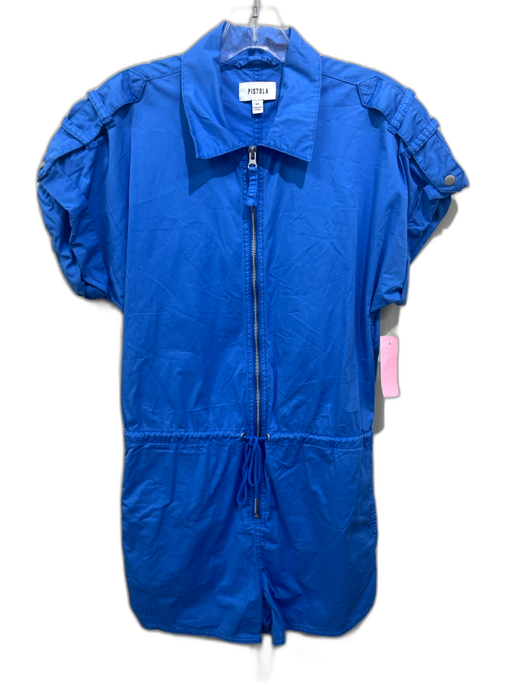 Pistola Size XS Cobalt Blue Cotton Blend Front Zip Drawstring Waist Romper Cobalt Blue / XS