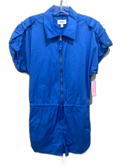 Pistola Size XS Cobalt Blue Cotton Blend Front Zip Drawstring Waist Romper Cobalt Blue / XS