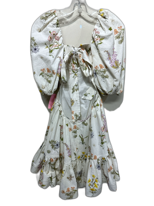 Zimmermann Size 1 White, Green, Multi Cotton Blend Seersucker Floral Mini Dress White, Green, Multi / 1