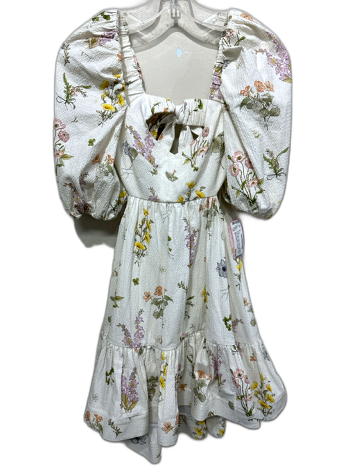 Zimmermann Size 1 White, Green, Multi Cotton Blend Seersucker Floral Mini Dress White, Green, Multi / 1