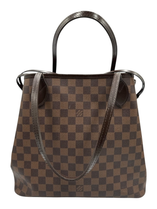 Louis Vuitton Brown Coated Canvas Damier Ebene Leather Accents Two Strap Bag Brown / MM