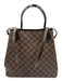 Louis Vuitton Brown Coated Canvas Damier Ebene Leather Accents Two Strap Bag Brown / MM