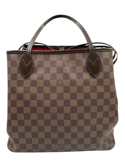 Louis Vuitton Brown Coated Canvas Damier Ebene Leather Accents Two Strap Bag Brown / MM
