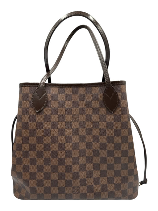 Louis Vuitton Brown Coated Canvas Damier Ebene Leather Accents Two Strap Bag Brown / MM