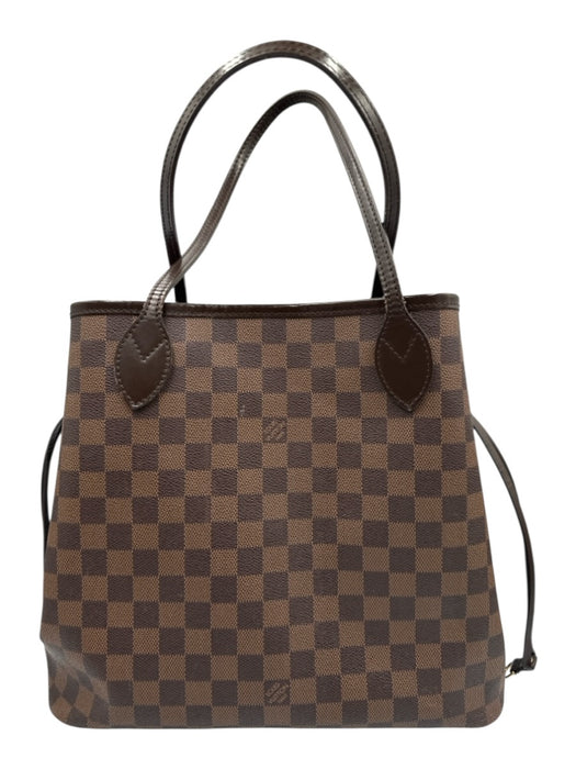 Louis Vuitton Brown Coated Canvas Damier Ebene Leather Accents Two Strap Bag Brown / MM