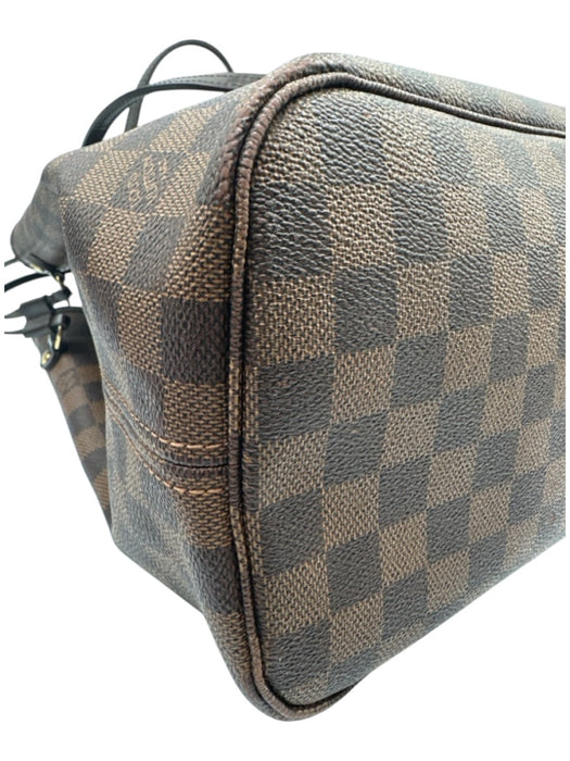 Louis Vuitton Brown Coated Canvas Damier Ebene Leather Accents Two Strap Bag Brown / MM
