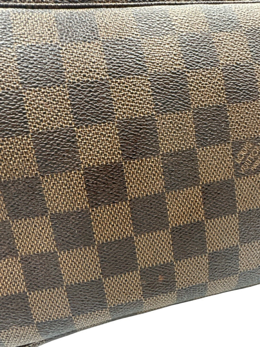 Louis Vuitton Brown Coated Canvas Damier Ebene Leather Accents Two Strap Bag Brown / MM
