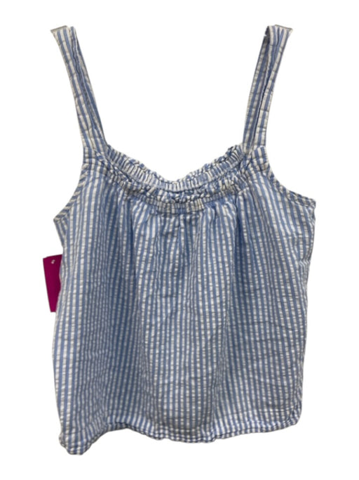 Lake Size XS Blue & White Cotton Elastic Waistband Seersucker Striped Short Set Blue & White / XS