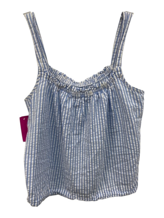 Lake Size XS Blue & White Cotton Elastic Waistband Seersucker Striped Short Set Blue & White / XS