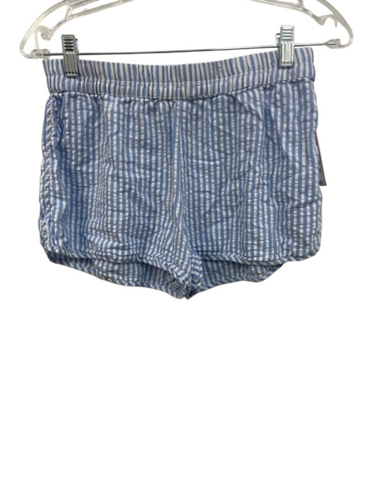 Lake Size XS Blue & White Cotton Elastic Waistband Seersucker Striped Short Set Blue & White / XS