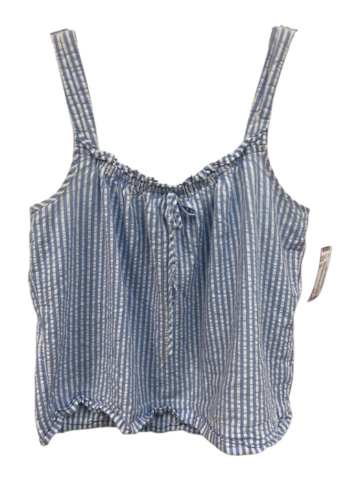 Lake Size XS Blue & White Cotton Elastic Waistband Seersucker Striped Short Set Blue & White / XS
