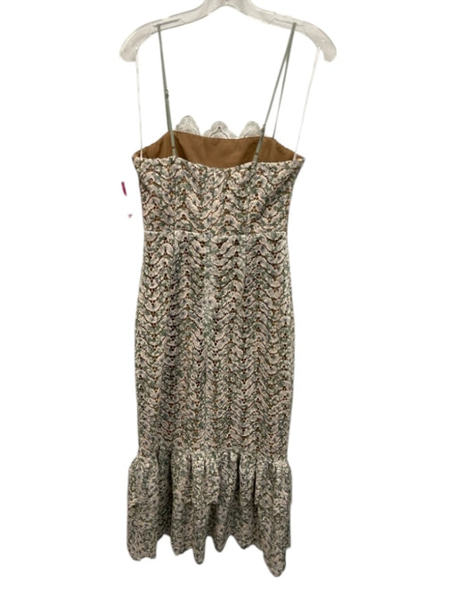 Elliatt Size S White, Green & Beige Polyester Lace Overlay Spaghetti Strap Dress White, Green & Beige / S