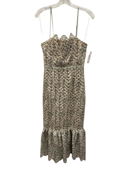 Elliatt Size S White, Green & Beige Polyester Lace Overlay Spaghetti Strap Dress White, Green & Beige / S
