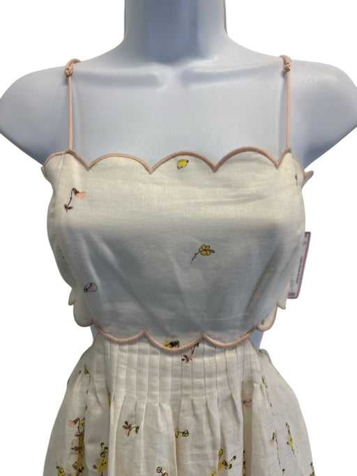 Zimmermann Size 1 White, Purple & Pink Linen Scalloped Edge Cutout Floral Dress White, Purple & Pink / 1