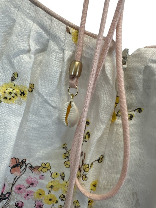Zimmermann Size 1 White, Purple & Pink Linen Scalloped Edge Cutout Floral Dress White, Purple & Pink / 1