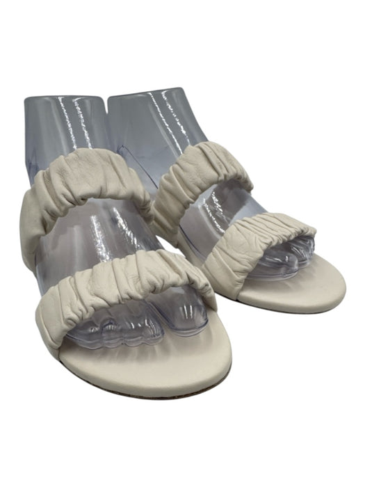 Jenni Kayne Shoe Size 36 Cream White Leather Upper Scrunch Detail Mule Sandals Cream White / 36