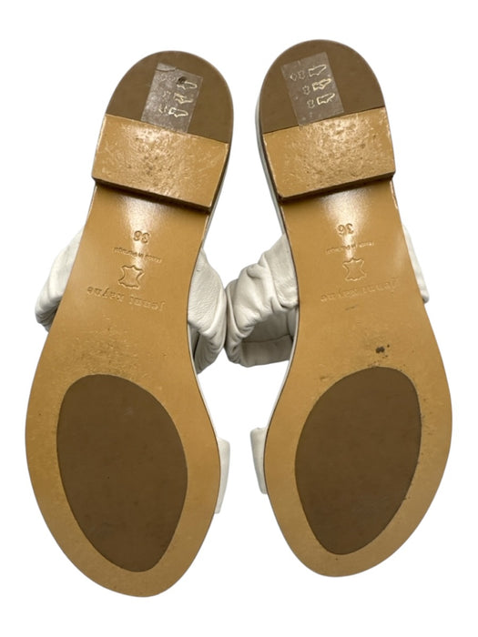 Jenni Kayne Shoe Size 36 Cream White Leather Upper Scrunch Detail Mule Sandals Cream White / 36