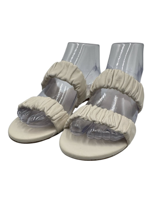 Jenni Kayne Shoe Size 36 Cream White Leather Upper Scrunch Detail Mule Sandals Cream White / 36