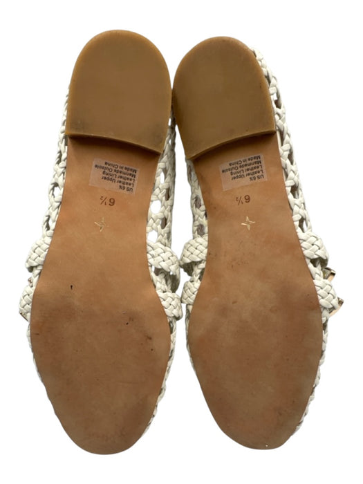 Tuckernuck Shoe Size 6.5 Cream White Leather Upper Woven Gold Tone Buckle Flats Cream White / 6.5