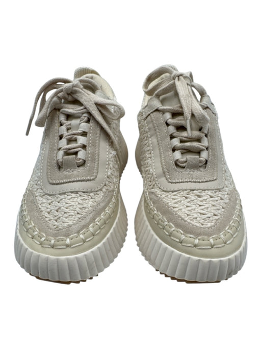 Dolce Vita Shoe Size 7 Cream White textile upper Knit Suede Detail Sneakers Cream White / 7