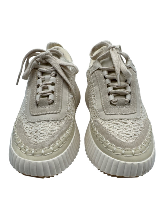 Dolce Vita Shoe Size 7 Cream White textile upper Knit Suede Detail Sneakers Cream White / 7