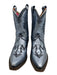 Miron Crosby Shoe Size 6.5 Blue Leather Upper Metallic Embroidered Design Boots Blue / 6.5