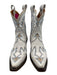 Miron Crosby Shoe Size 6 White, Blue & Beige Leather Upper Cowboy Mid Calf Boots White, Blue & Beige / 6
