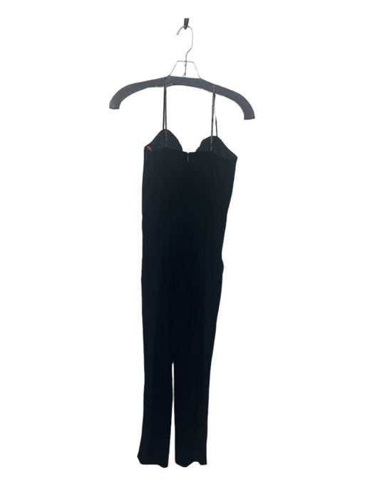 Amanda Uprichard Size P Black Polyester Blend Velvet Strapless Boning Jumpsuit Black / P