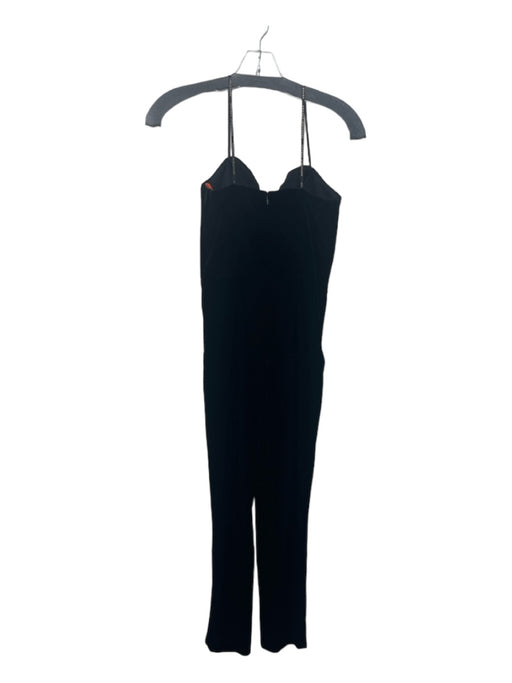 Amanda Uprichard Size P Black Polyester Blend Velvet Strapless Boning Jumpsuit Black / P