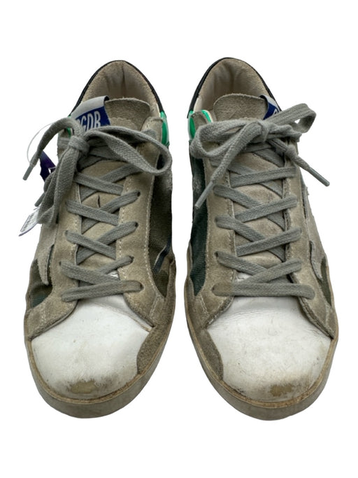 Golden Goose Shoe Size 36 White & Green Leather & Canvas Camo lace up Sneakers White & Green / 36