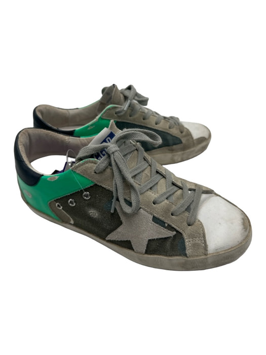 Golden Goose Shoe Size 36 White & Green Leather & Canvas Camo lace up Sneakers White & Green / 36