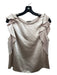 Lilla P Size M Gold Polyester Round Neck Ruffle Cap Sleeve Satin Top Gold / M