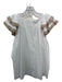 Omika Size M White & Beige Cotton Ruffle Neck Tiered Short Sleeve Tassel Top White & Beige / M