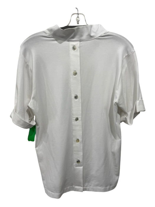 Hinson Wu Size S White Cotton Blend 2 Buttons Short Sleeve Top White / S