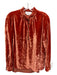 Anthropologie Size S Orange Viscose Blend Crushed Velvet Quarter Button Top Orange / S