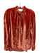 Anthropologie Size S Orange Viscose Blend Crushed Velvet Quarter Button Top Orange / S