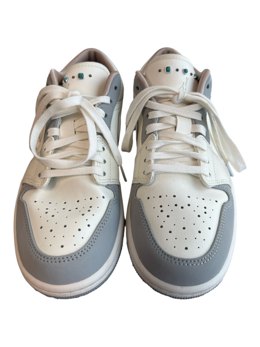 Air Jordan Shoe Size 7 White & Blue Leather Round Toe Bedazzled Lace Up Shoes White & Blue / 7