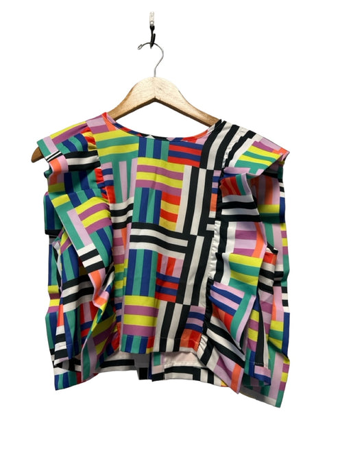 Emily McCarthy Size S Multi Polyester Flutter Sleeves Lines Top Multi / S