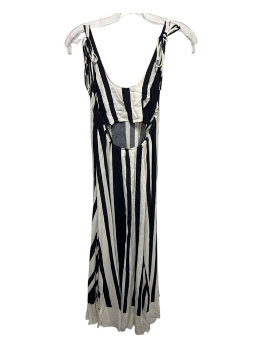 Dissh Size 2 Cream & Black Viscose Semi Sheer Striped Tie Detail Dress Cream & Black / 2