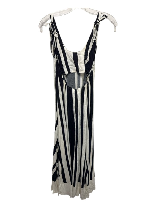 Dissh Size 2 Cream & Black Viscose Semi Sheer Striped Tie Detail Dress Cream & Black / 2