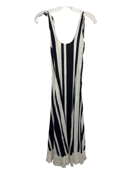 Dissh Size 2 Cream & Black Viscose Semi Sheer Striped Tie Detail Dress Cream & Black / 2