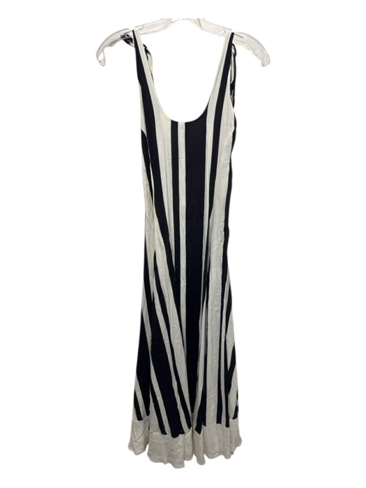 Dissh Size 2 Cream & Black Viscose Semi Sheer Striped Tie Detail Dress Cream & Black / 2