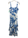 Mestiza New York Size 6 White & Blue Polyester floral print Sleeveless Dress White & Blue / 6