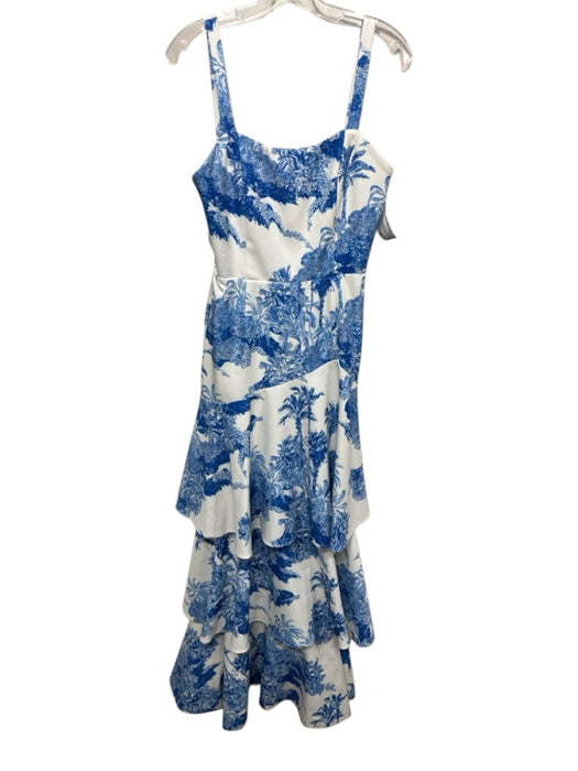 Mestiza New York Size 6 White & Blue Polyester floral print Sleeveless Dress White & Blue / 6