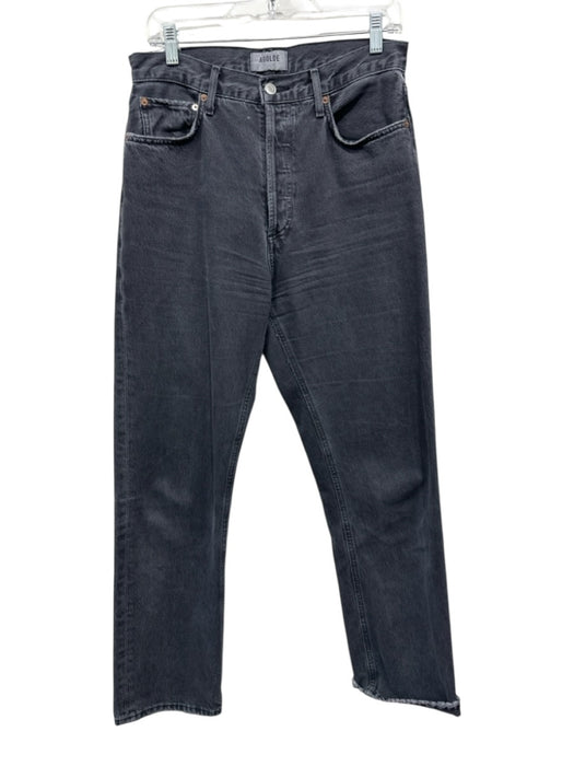Agolde Size 28 Black Cotton Denim Button Fly Mid Rise Whiskering Jeans Black / 28