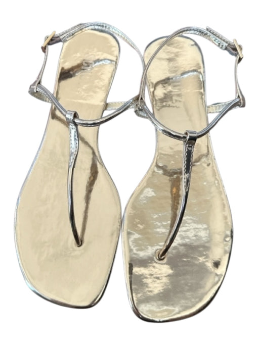 Schutz Shoe Size 8.5 Gold Leather Metallic Thong Sandals Gold / 8.5